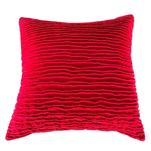 Crate & Barrel Lyra Red Velvet Textured Accent Pillow Set 20 x 20 Down Insert - Picture 3 of 9